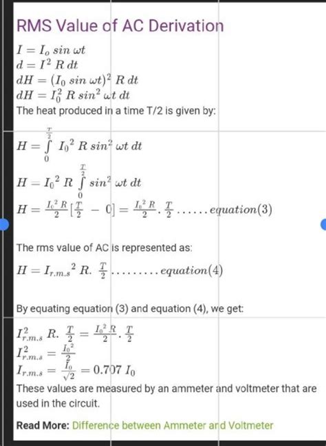 Image result for RMS Value Derivation Chapter 6 Class 12