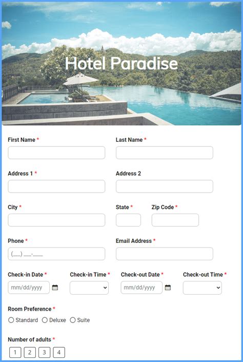 Hotel Reservation Form に対する画像結果