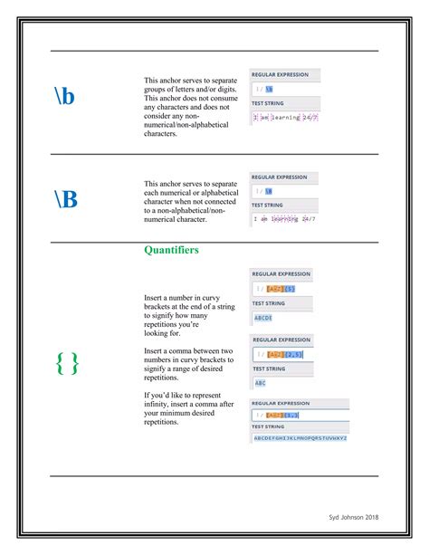 Toradh íomhá ar Regular Expression JavaScript Cheat Sheet