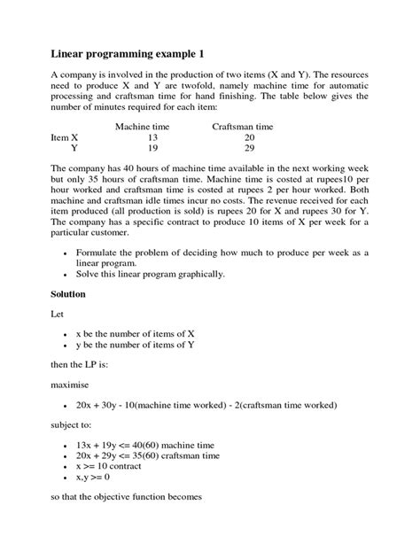 Image result for Linear Programming Problems and Solutions PDF