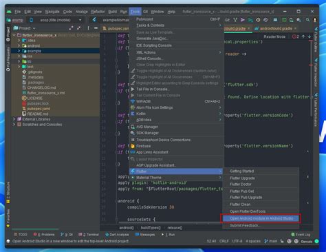 Android Studio Interface Flutter માટે ઇમેજ પરિણામ