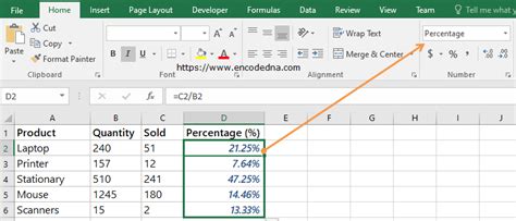 Image result for Percentage in a Single Line Formula in Excel