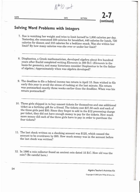 Image result for Integer Word Problems