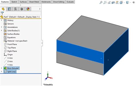 Toradh íomhá ar Moving a Split Part in SolidWorks