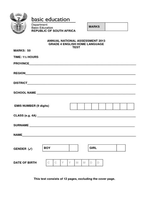 Image result for 4th Grade Language Arts Test PDF