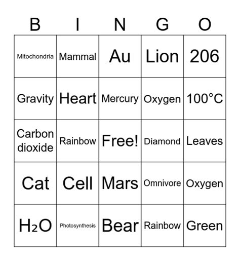 Image result for Science Bingo Free Printable