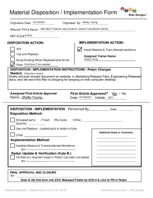 Toradh íomhá ar MDF Material Disposition Form