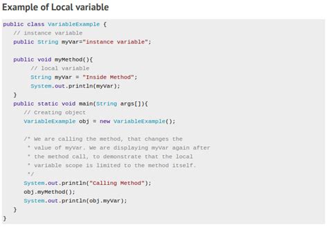 Image result for Local Variables in Java Example
