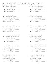 Image result for End Behavior Worksheet