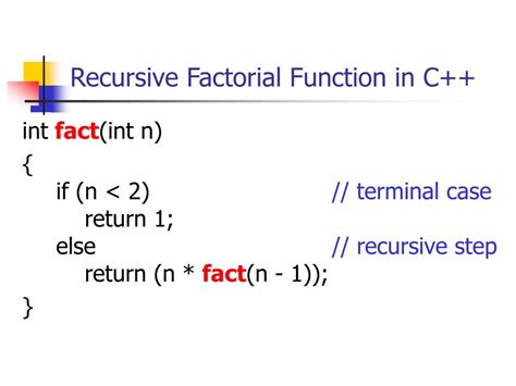 Afbeeldingsresultaten voor Recursive Function Factorial in C