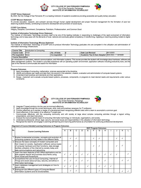 Computer Training Institute Course Syllabus Sample に対する画像結果