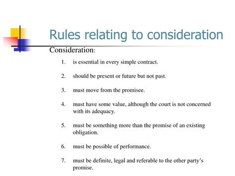 Image result for Rules of Consideration