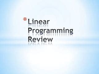 Image result for Linear Programming Review