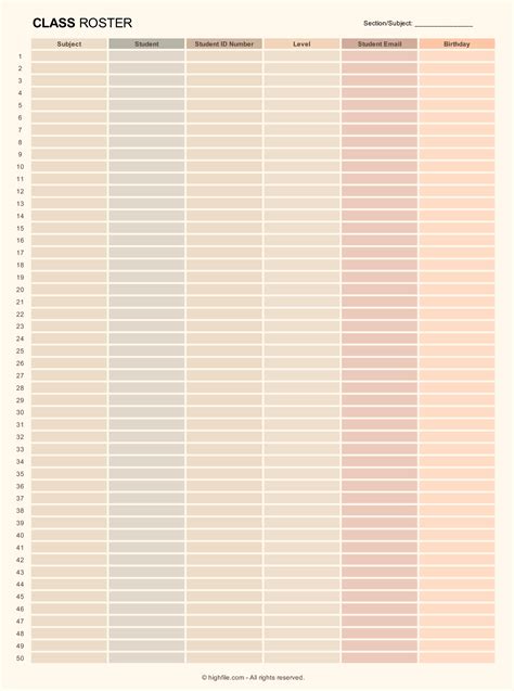 Image result for Class List. Excel