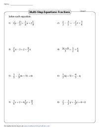 Image result for Solving Multi-Step Equations Worksheet PDF