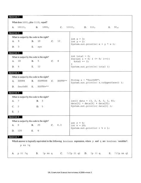 Toradh íomhá ar UIL Computer Science Programming Packet