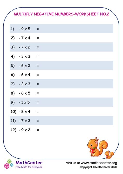 Image result for Multiplying Negatives Worksheet