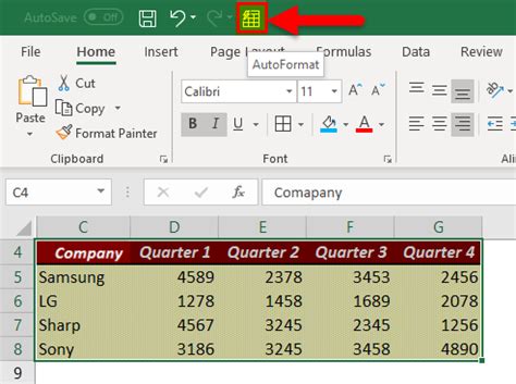 Toradh íomhá ar Excel Auto Styling