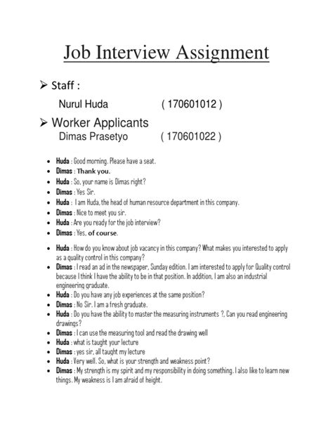 Image result for Assignment Model for Job Interview