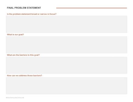 Résultat d’images pour problem statement worksheet template