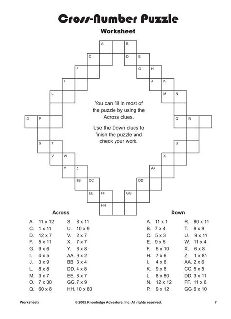 Image result for Printable Crossword Puzzles Math