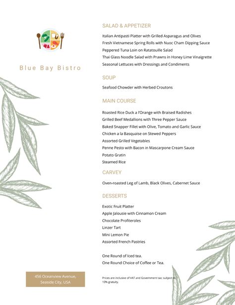 Buffet Menu Templates Free に対する画像結果