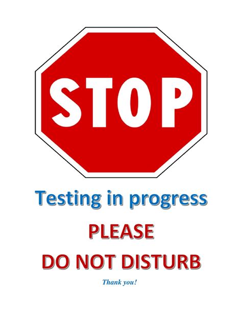 Image result for Testing Do Not Disturb Sign PDF