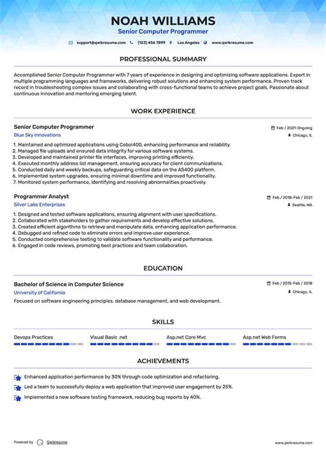 Image result for Computer Programmer Resume