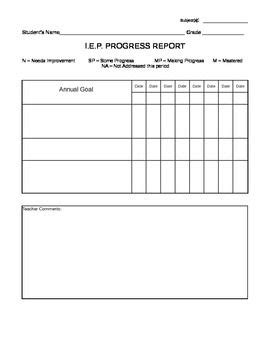 Image result for IEP Progress Report Sample