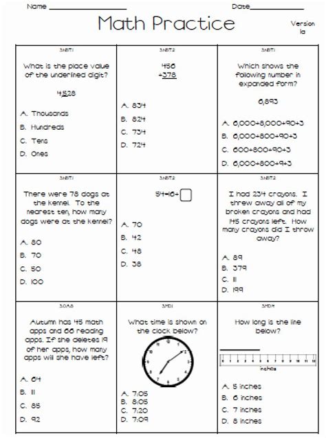 Image result for Math Tests for 3rd Graders Printable