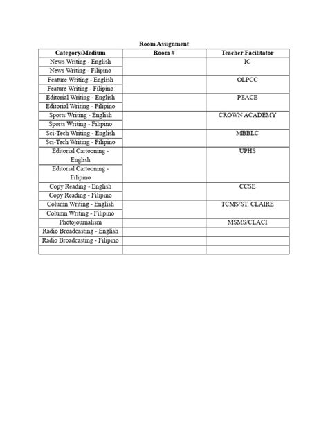 Résultat d’images pour Daily Room Schedule Assignment