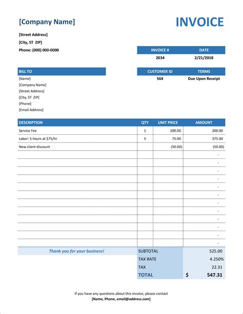 Image result for Simple Invoice Template Excel