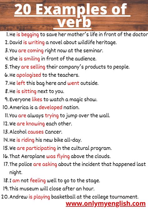 Image result for Verb Examples Words