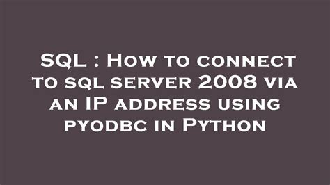 Image result for How to Connect Python to SQL Server Using Pyodbc in Tamil