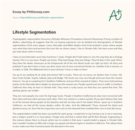 Lifestyle Segmentation Example に対する画像結果