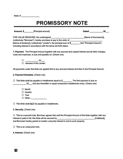 Promissory Note Example for School に対する画像結果
