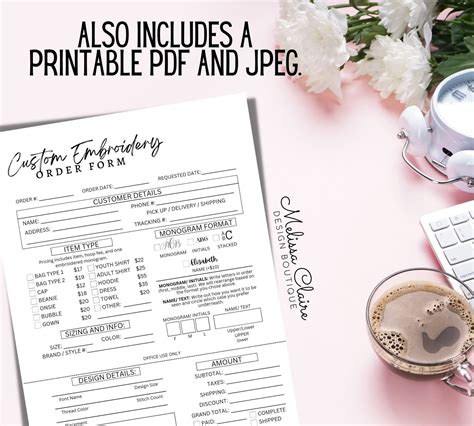 Embroidery Work Order Form Template に対する画像結果