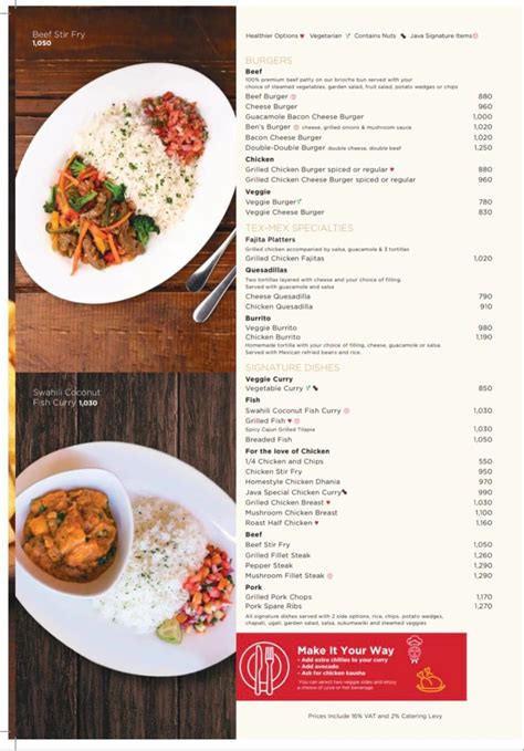 Image result for Java House Coffee Menu