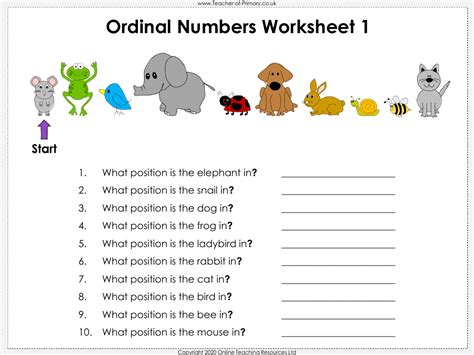 Image result for Ordinal Numbers Worksheet for Class 1