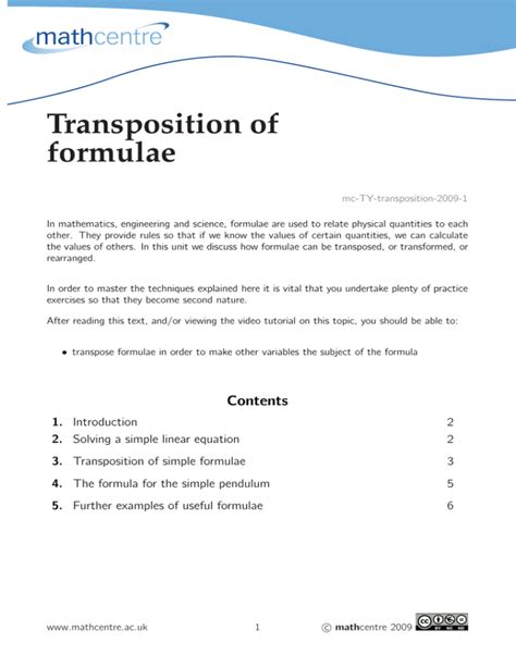 Transposition of Formula に対する画像結果