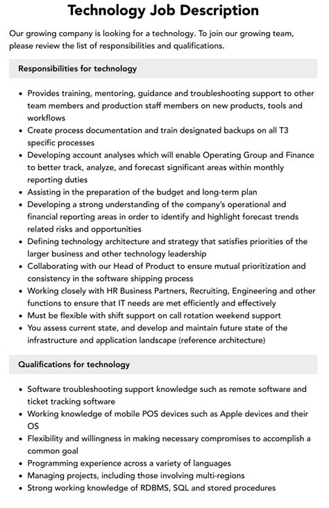 Image result for Process Technology Job Description