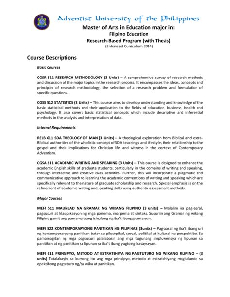 Image result for Course Description Examples Tagalog