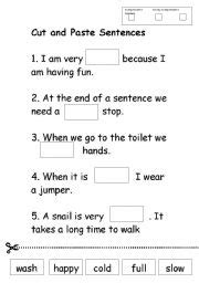 Image result for Worksheet That Cut and Paste Simple Sentences