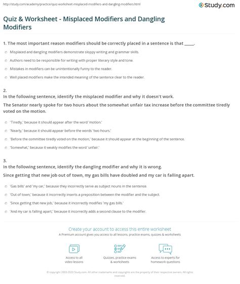Toradh íomhá ar Dangling Modifier Practice