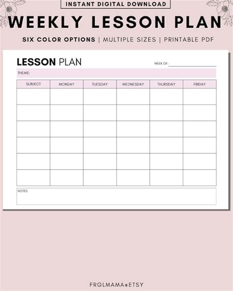 Image result for Weekly Lesson Planner Template