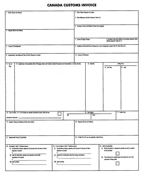 Toradh íomhá ar Printable Customs Invoice