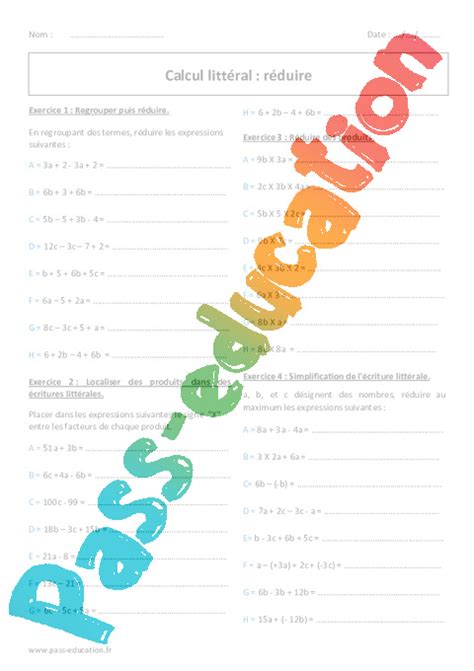 Image result for Calcul Litteral 5Eme