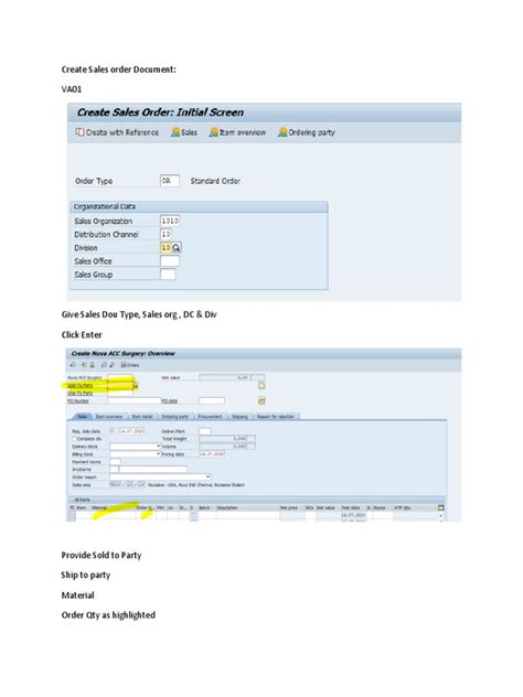 Image result for Documentation Example for Sales Order