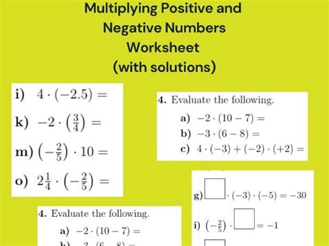 Image result for Multiplying Negatives Worksheet