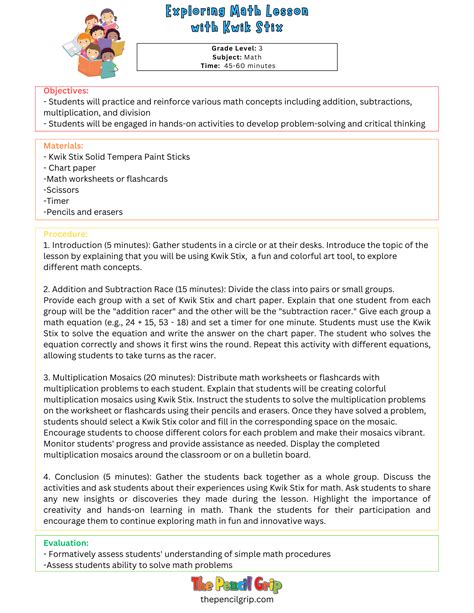Toradh íomhá ar Third Grade Math Lesson Plan